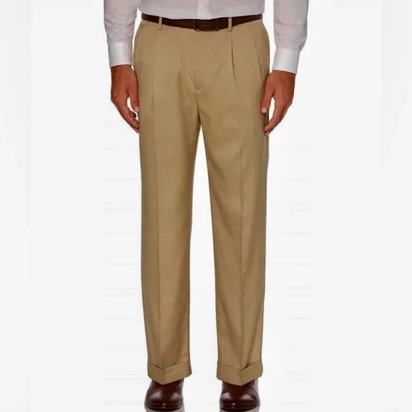 Savane Pants Savane Stretch Crosshatch Straight Fit Pleated